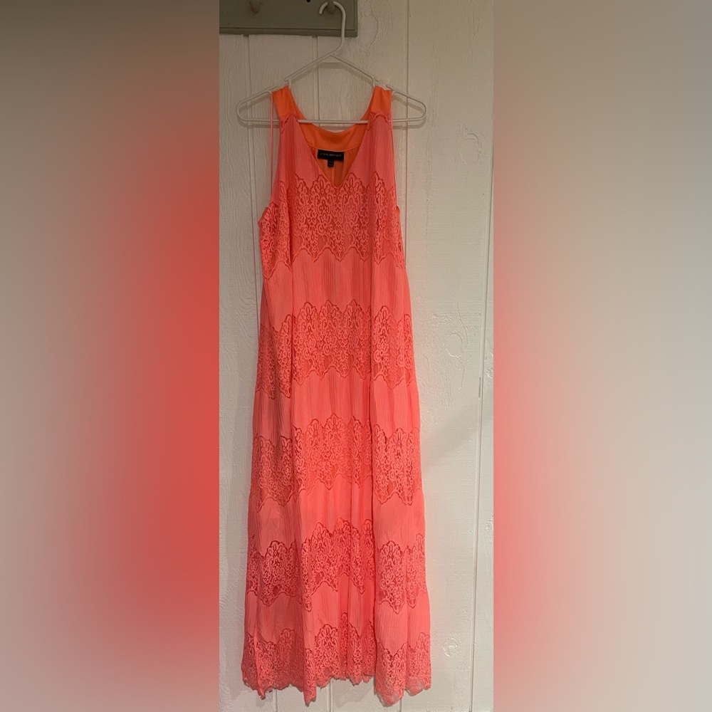 Lane Bryant Bright Coral Lace Maxi Dress Plus Size 18/20